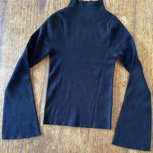 Anthropologie Maeve Bell-Sleeve Sweater Black
